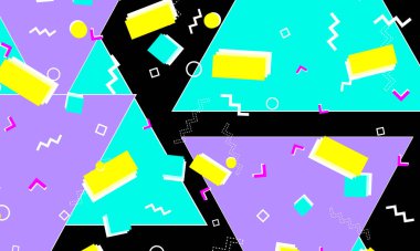 90 'ların tasarımı. Geometrik şekiller. Memphis deseni.