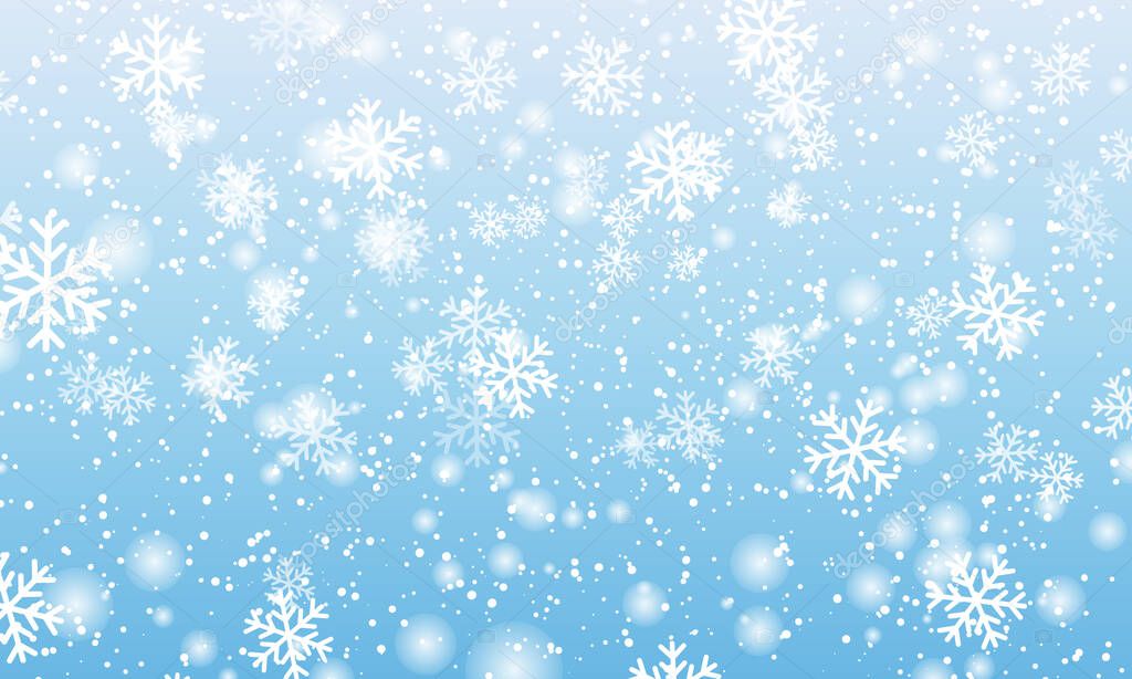 Snow background. Winter snowfall. Vector.