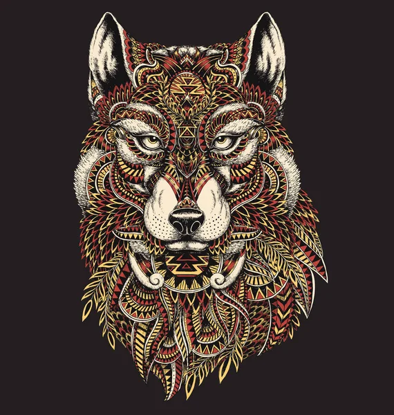 Ilustración de lobo abstracto altamente detallada en color — Archivo Imágenes Vectoriales