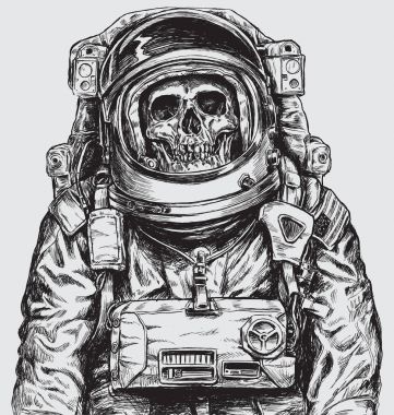 Astronot kafatası el çekilmiş