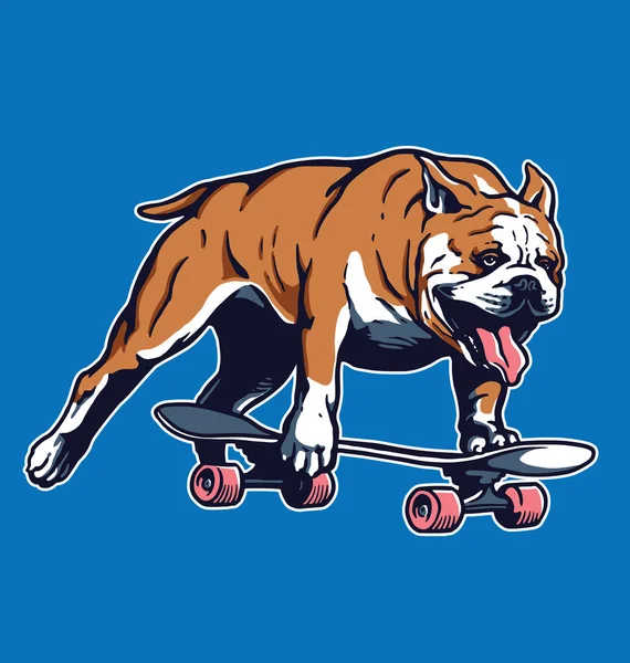 Skateboarding Bulldog Vector Ilustración — Vector de stock