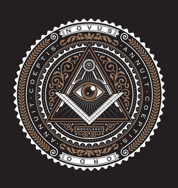 All Seeing Eye Emblem Badge Vector Logo 2 Color