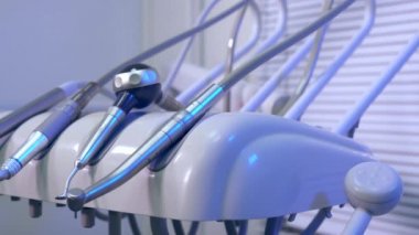 Tıbbi klinik bir dişçi ofisinde araçları. İnsanlar olmadan closeup kaymak