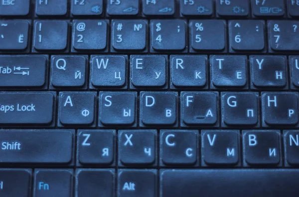 Computer Keyboard Blue Light — Stock Photo, Image