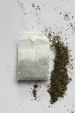 Beyaz arkaplanda bir paket çay
