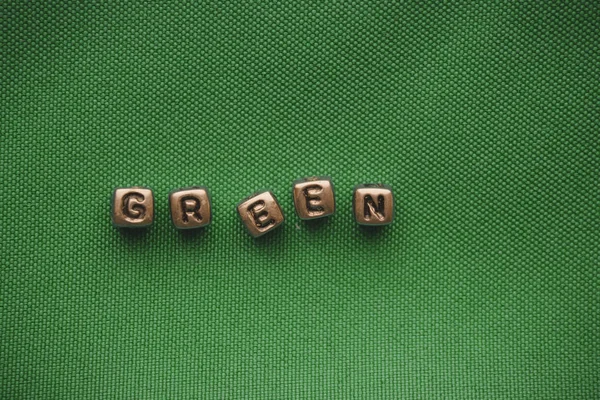 Verde Colocado Cubos Com Letras Caneta Espaço Vazio Para Texto — Fotografia de Stock