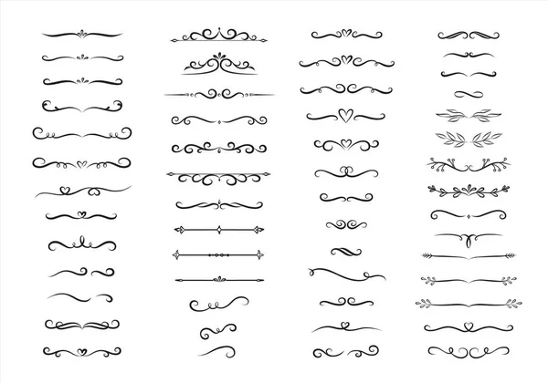 Eelegant Hand намалював текст орнаменту розділювачі, стріли Сверлі, сувої і елементи дизайну лавра встановити — стоковий вектор