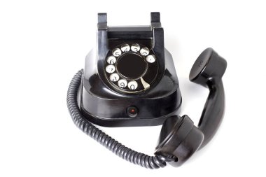 Beyaz arkaplanda klasik telefon