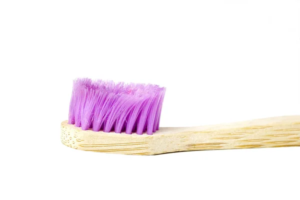 Escova de dentes de madeira usada — Fotografia de Stock