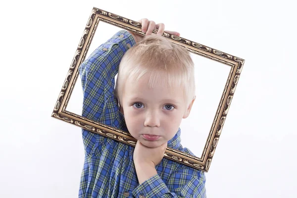 Jongen bedrijf frame — Stockfoto