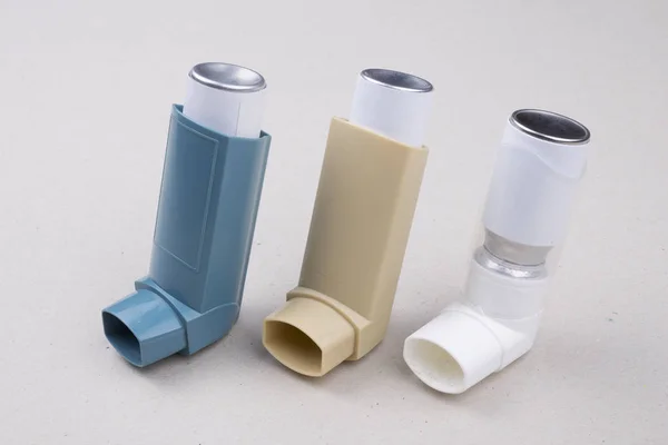 Set of asthma inhalers Royalty Free Stock Photos