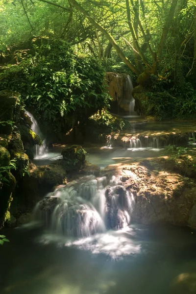 Каскад маленьких водоспадів у лісі (krushuna, Болгарія) PO — стокове фото