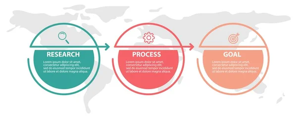 Modèle de conception d'étiquettes vectorielles infographiques avec icônes et 3 options ou étapes. Peut être utilisé pour le diagramme de processus, les présentations, la mise en page du flux de travail, la bannière, l'organigramme, les informations — Image vectorielle