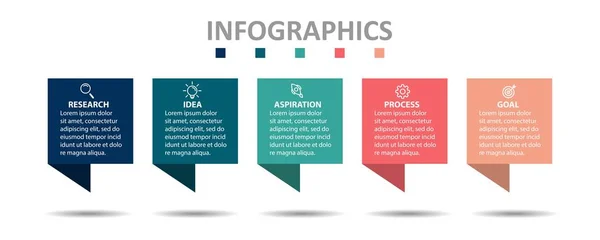 Plantilla de diseño de etiquetas Vector Infographic con iconos y 5 opciones o pasos. Se puede utilizar para diagrama de proceso, presentaciones, diseño de flujo de trabajo, banner, diagrama de flujo, información — Vector de stock