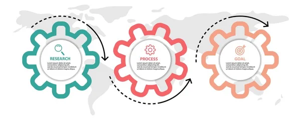 Modèle de conception d'étiquettes vectorielles infographiques avec icônes et 3 options ou étapes. Peut être utilisé pour le diagramme de processus, les présentations, la mise en page du flux de travail, la bannière, l'organigramme, les informations — Image vectorielle