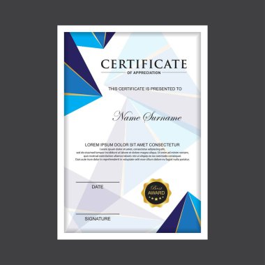 Sertifika Premium şablon ödülleri diploma arkaplan vektörü modern değer tasarımı ve lüks tasarım. Kapak broşürü zarif dikey İllüstrasyon