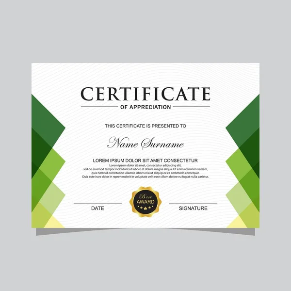 Moderne trendy certificaat template en achtergrond — Stockvector