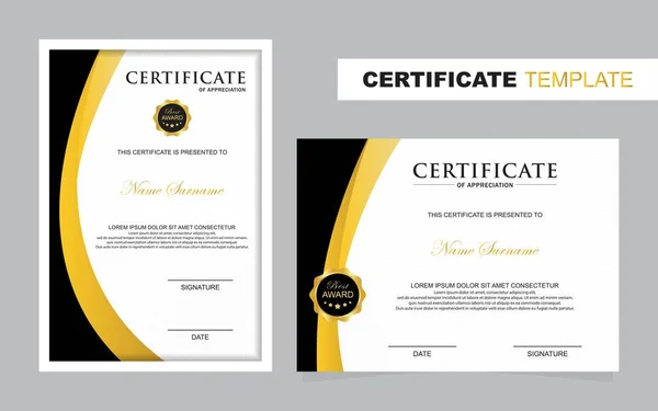 Plantilla de conjunto de certificados, vertical y horizontal — Vector de stock