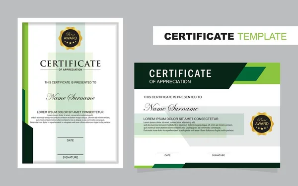 Modèle de jeu de certificats, vertical et horizontal — Image vectorielle