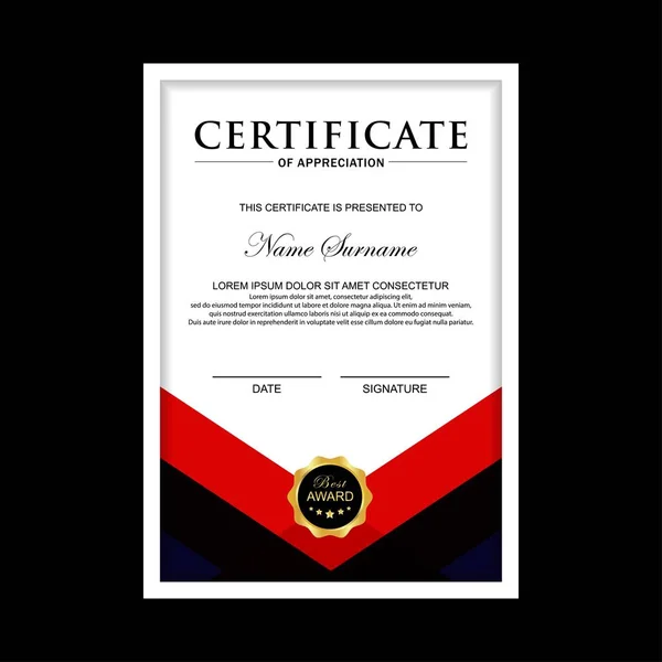 Certificat Premium template awards diplôme fond vecteur moderne valeur design et mise en page luxurious.cover dépliant élégant vertical Illustration — Image vectorielle