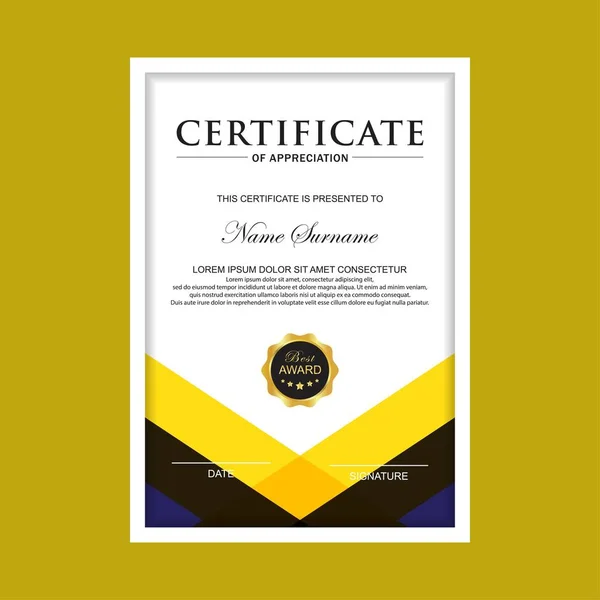 Certificat Premium template awards diplôme fond vecteur moderne valeur design et mise en page luxurious.cover dépliant élégant vertical Illustration — Image vectorielle