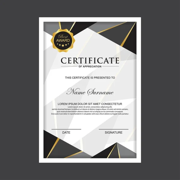 Certificato Modello Premium premi diploma sfondo vettore valore moderno design e layout luxurious.cover volantino elegante verticale Illustrazione — Vettoriale Stock
