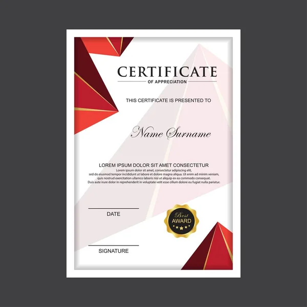 Sertifika Premium şablon ödülleri diploma arkaplan vektörü modern değer tasarımı ve lüks tasarım. Kapak broşürü zarif dikey İllüstrasyon — Stok Vektör