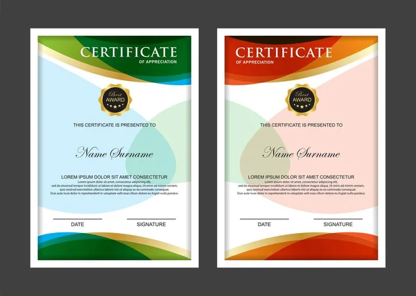 Certificate Premium set template awards diploma background vector modern value design and layout luxurious.cover leaflet elegant vertical Ilustração — Vetor de Stock