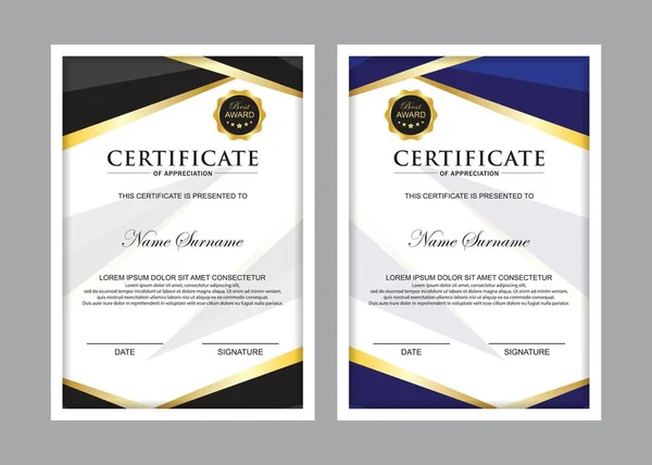 Sertifika Premium ödülleri şablonu diploma arkaplan vektörü modern değer tasarımı ve lüks tasarım. Kapak broşürü zarif dikey İllüstrasyon — Stok Vektör