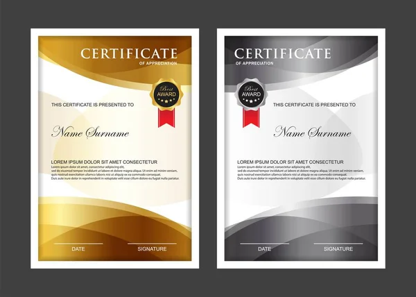 Certificat Premium set template awards diplôme fond vecteur moderne valeur design et mise en page luxurious.cover dépliant élégant vertical Illustration — Image vectorielle