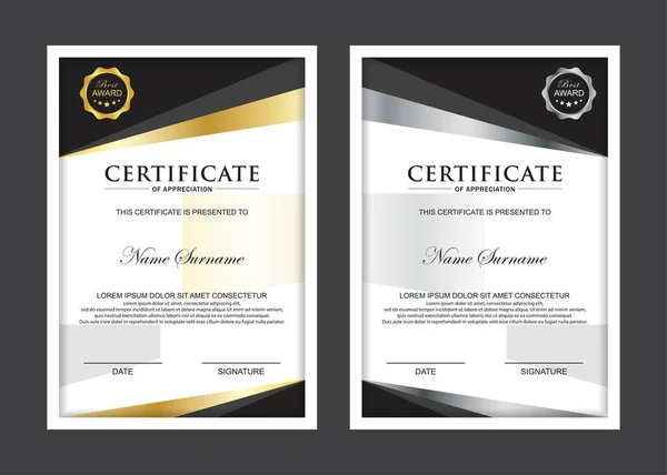 Certificat Premium set template awards diplôme fond vecteur moderne valeur design et mise en page luxurious.cover dépliant élégant vertical Illustration — Image vectorielle