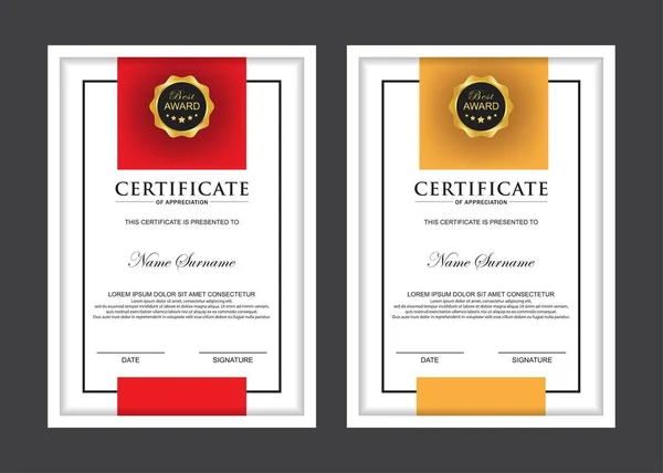 Certificate Premium set template awards diploma background vector modern value design and layout luxurious.cover leaflet elegant vertical Ilustração —  Vetores de Stock