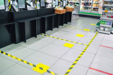 Salgın koruma önlemleri, Sosyal Mesafe Alışveriş Sırası, süpermarketteki mesafeyi korumak