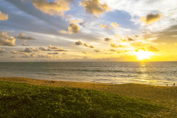 Homokdűnék ellen a naplemente fény a strandon — Stock Fotó