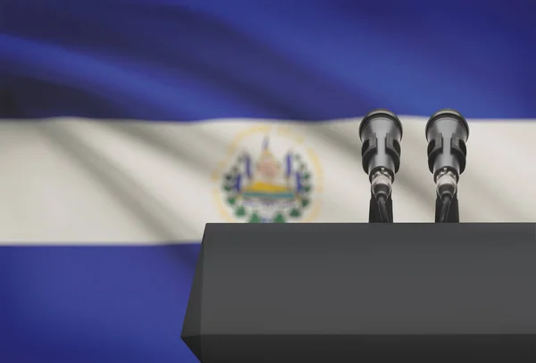 Minber ve iki adet mikrofon ile arka plan - El Salvador bir ulusal bayrağını — Stok fotoğraf
