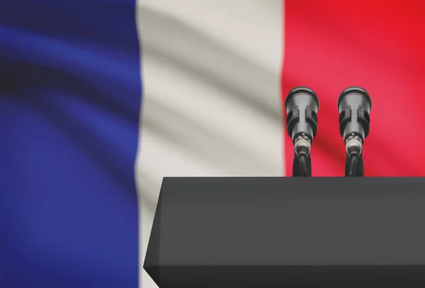 説教壇と背景 - フランスの国旗と 2 つのマイク — ストック写真