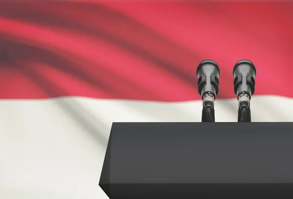 Pulpit and two microphones with a national flag on background - Indonesia — Stock Photo, Image