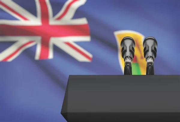 Púlpito e dois microfones com uma bandeira nacional no plano de fundo - Ilhas Turks e Caicos — Fotografia de Stock