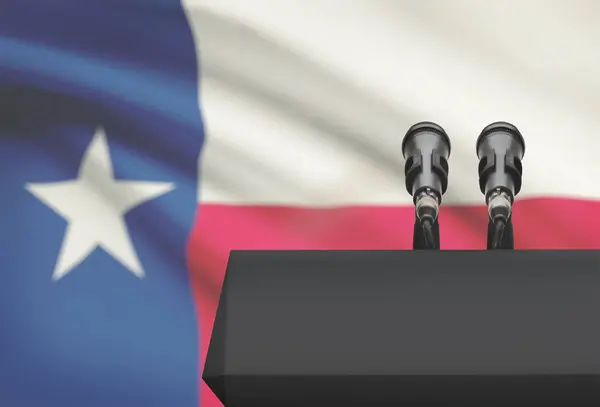 Pulpit and two microphones with USA state flag on background - Texas — Stock Photo, Image