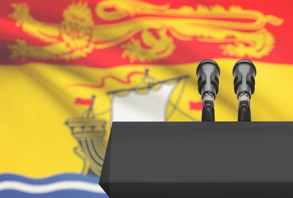 Predikstolen och två mikrofoner med kanadensiska provinsen flagga på bakgrunden - New Brunswick — Stockfoto
