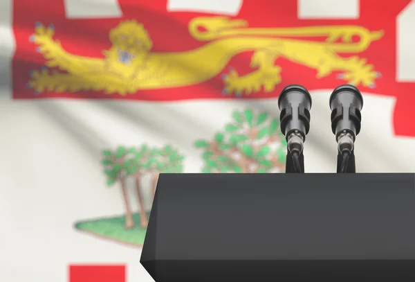 Predikstolen och två mikrofoner med kanadensiska provinsen flagga på bakgrunden - Prince Edward Island — Stockfoto