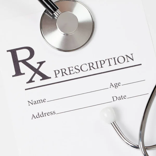 Medicine, healthcare and all things related. Prescription form - close up studio shot — Stock Photo, Image