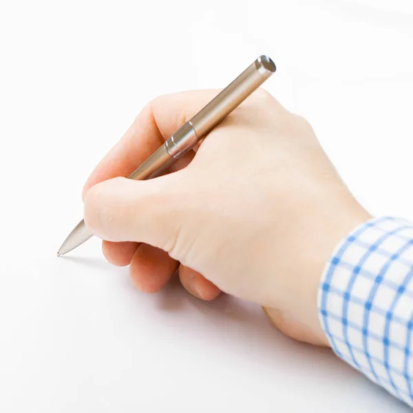 Close up shot of a man writing something — Stock Photo, Image