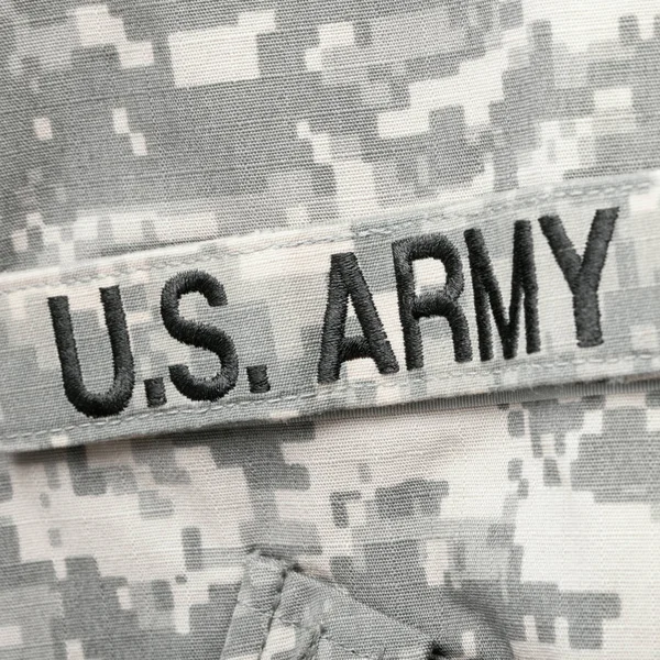 U.S. ARMY chest patch on solders uniform - close up studio shot — Stock Photo, Image