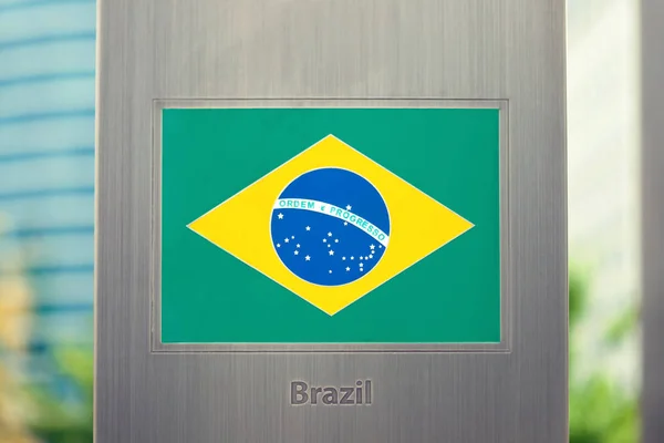 Серия национальных флагов на полюс - Бразилия. Фильтрованного изображения: Крест Обработка старинный эффект. — стоковое фото