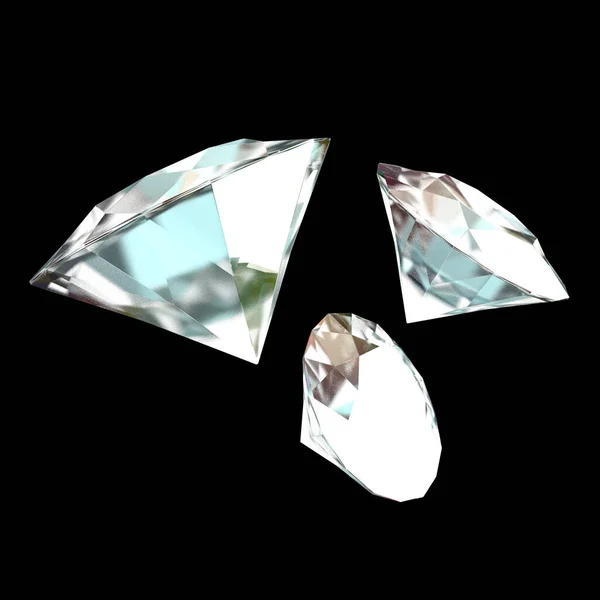 Diamantes Posición Diferente Sobre Fondo Negro Ilustración — Foto de Stock