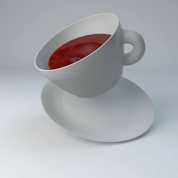 一杯有蒸汽的白茶 3D说明 — 图库照片