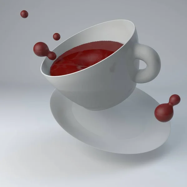 Buharlı beyaz bir fincan çay. 3d illüstrasyon.