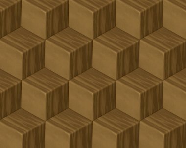 Mermer, altın, tahta küpler, desen. 3d illüstrasyon