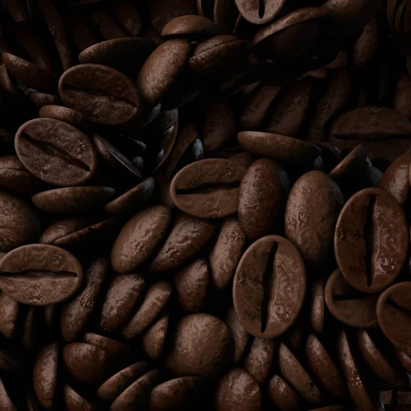 Coffee beans fall down, 3d illustration